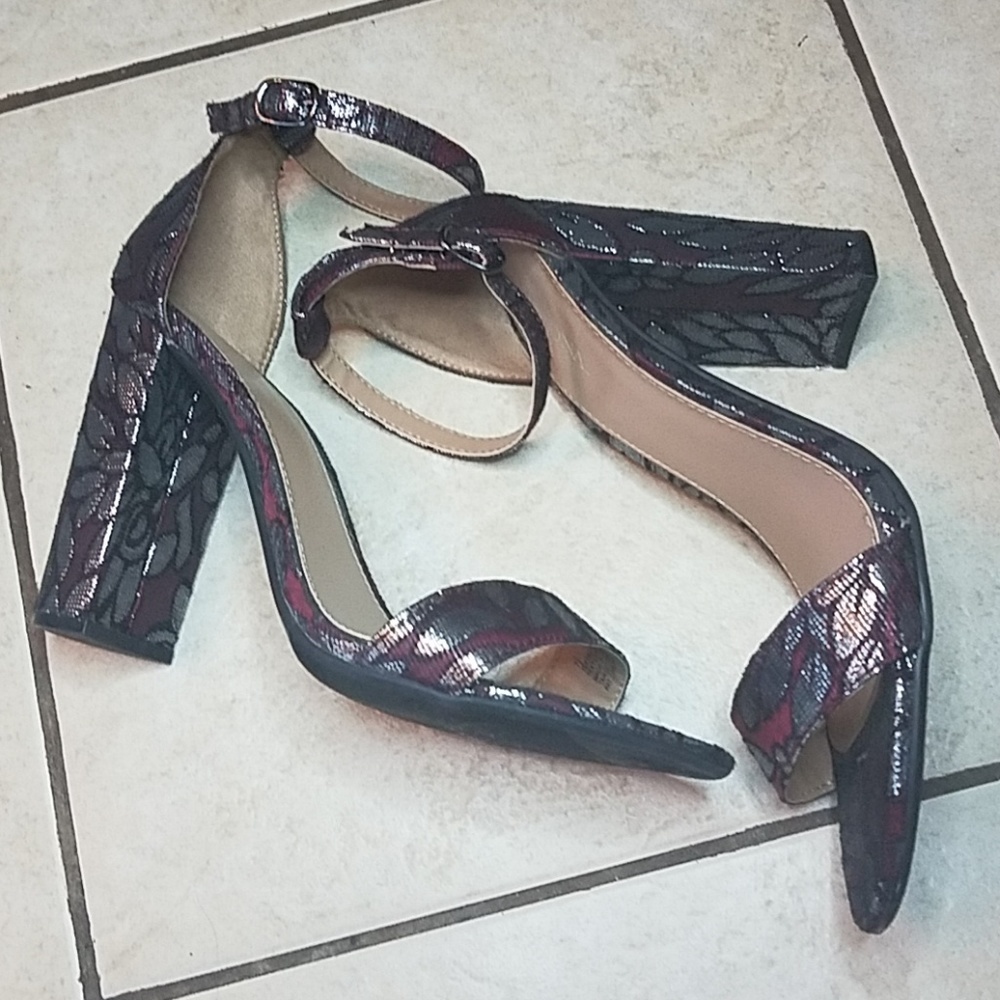 Shimmer Brocade Single Strap Heels